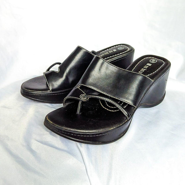 Vintage 90s Y2K No Boundaries Black Vegan Leather Platform Sandals