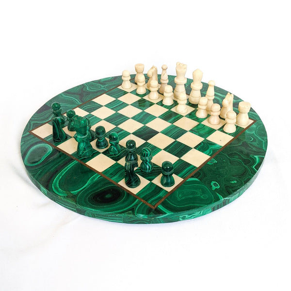 Vintage Marble Malachite Chess Set