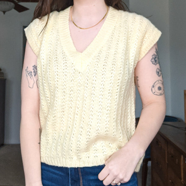 Yellow Knit Sweater Vest Top