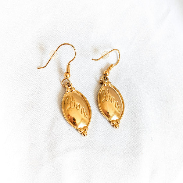 Gold Tone LOVE Earrings