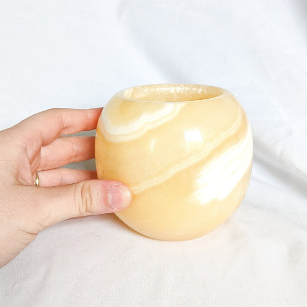 Yellow Marbled Alabaster Vessel