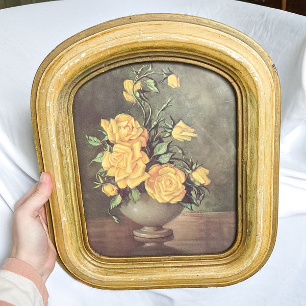 Yellow Rose Wood Frame Painting Print