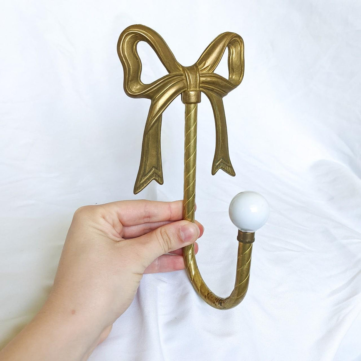 Vintage Brass Bow Wall Hook Picture Hanger 