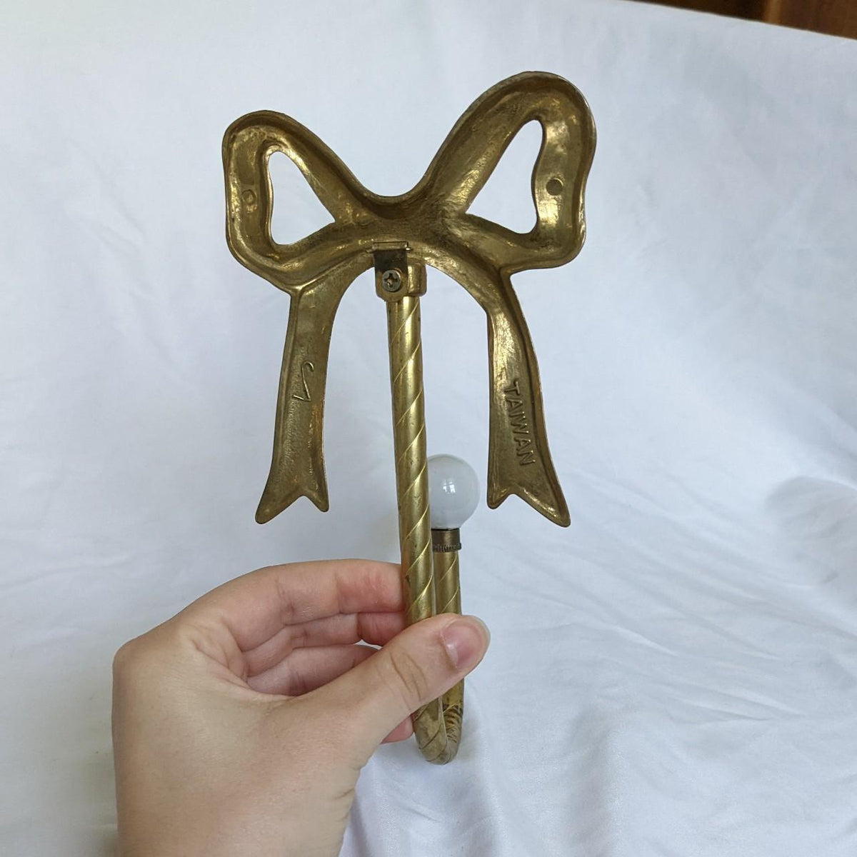 Vintage Brass Bow Wall Hook Picture Hanger 
