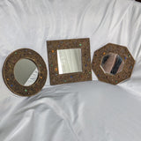 Vintage Set of 3 Ornate Stone Decorative Hanging Mirrors