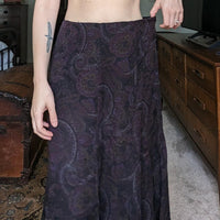 Ralph Lauren Vintage Purple Paisley 100% Silk Midi Skirt