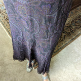 Ralph Lauren Vintage Purple Paisley 100% Silk Midi Skirt