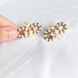 Vintage Gold Bow Knot Pearl Post Earrings