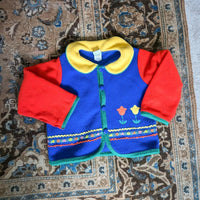 Chez Ami Patsy Aiken Vintage Girls Color Block Tulip Fleece Jacket