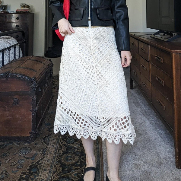 Handmade Vintage Crochet Midi Skirt