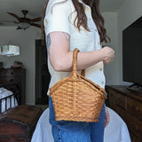 Vintage Small Wicker Picnic Basket Purse