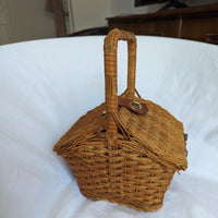 Vintage Small Wicker Picnic Basket Purse