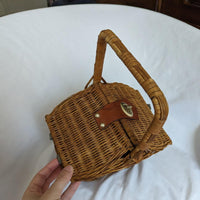 Vintage Small Wicker Picnic Basket Purse