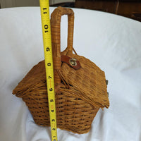 Vintage Small Wicker Picnic Basket Purse