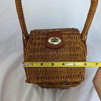 Vintage Small Wicker Picnic Basket Purse