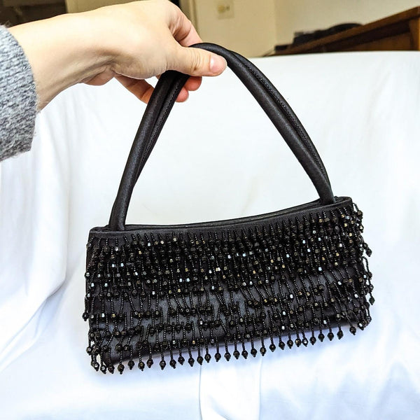 Vintage Black Beaded Mini Shoulder Bag