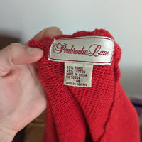 Vintage Red Scallop Knit Penbrooke Lane Short Sleeve Sweater Blouse