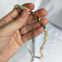 Elongated Faux Pearl Rainbow Bead Necklace