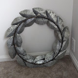 Large Silver Galvanized Metal Laurel Wreath