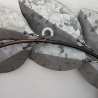 Large Silver Galvanized Metal Laurel Wreath