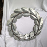 Large Silver Galvanized Metal Laurel Wreath