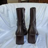 Vintage Y2K Maripé Chocolate Brown Leather Square Toe Heeled Boots