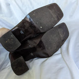 Vintage Y2K Maripé Chocolate Brown Leather Square Toe Heeled Boots