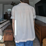 Vintage Satin Baby Pink Embroidered Lace Accent Night Shirt