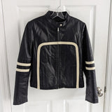 RARE Wilson's Leather Maxima Black & White Moto Racer Cafe Leather Jacket