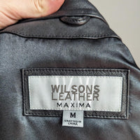 RARE Wilson's Leather Maxima Black & White Moto Racer Cafe Leather Jacket