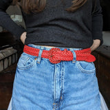 Vintage Red Braided Leather Belt