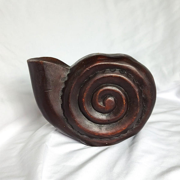 Vintage Wooden Nautilus Shell Sculpture Figurine