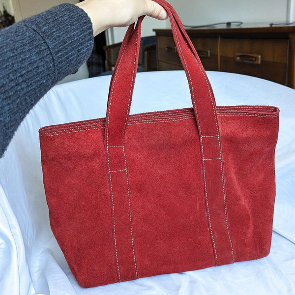 Vintage Y2K 2003 Banana Republic Leather Suede Red Stitched Bag