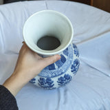 Vintage Blue and White Large Chinoiserie Style Vase