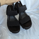 Madden Girl Harly Lug Sole Black Heeled Sandals