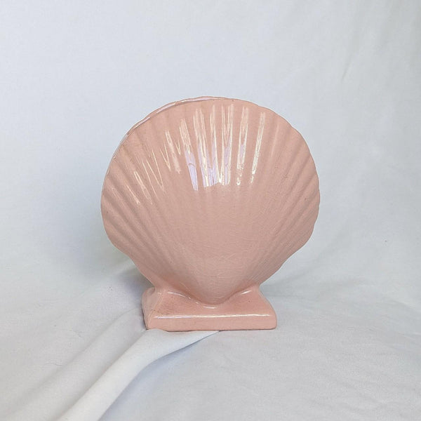Vintage Pink Ceramic Clam Shell Vase