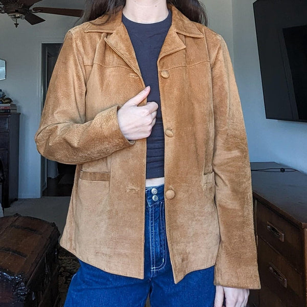 Vintage Brown Suede Genuine Leather Jacket