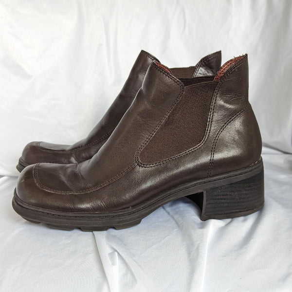 Vintage Y2K Nine West Chunky Brown Leather Square Toe Boots