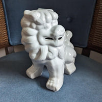 White Ceramic Good Luck Foo Dog Decorative Statue