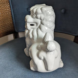 White Ceramic Good Luck Foo Dog Decorative Statue