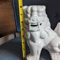 White Ceramic Good Luck Foo Dog Decorative Statue