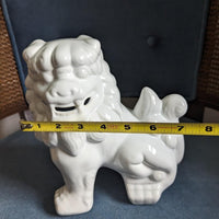 White Ceramic Good Luck Foo Dog Decorative Statue