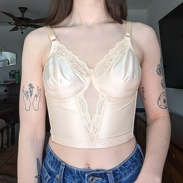 Vintage Lace Lingerie Satin Corset Bra Top