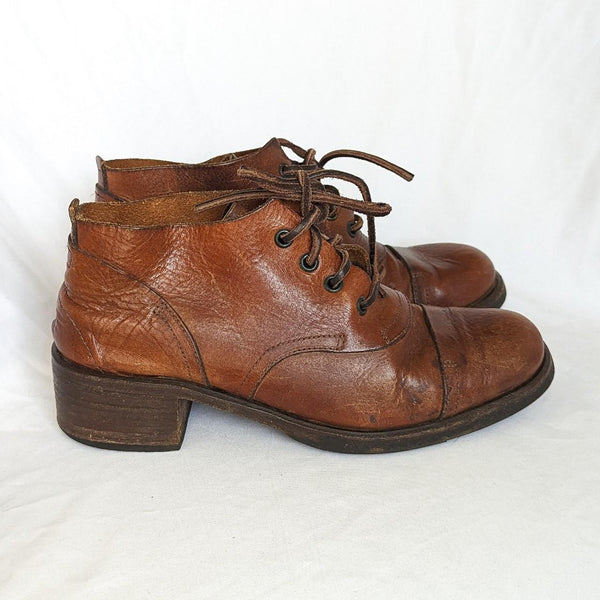 Vintage Aketohn Italian Leather Lace Up Brown Boots