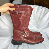 Vintage Red Leather Moto Boots