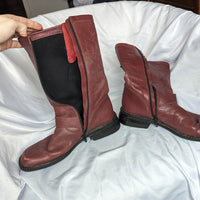 Vintage Red Leather Moto Boots