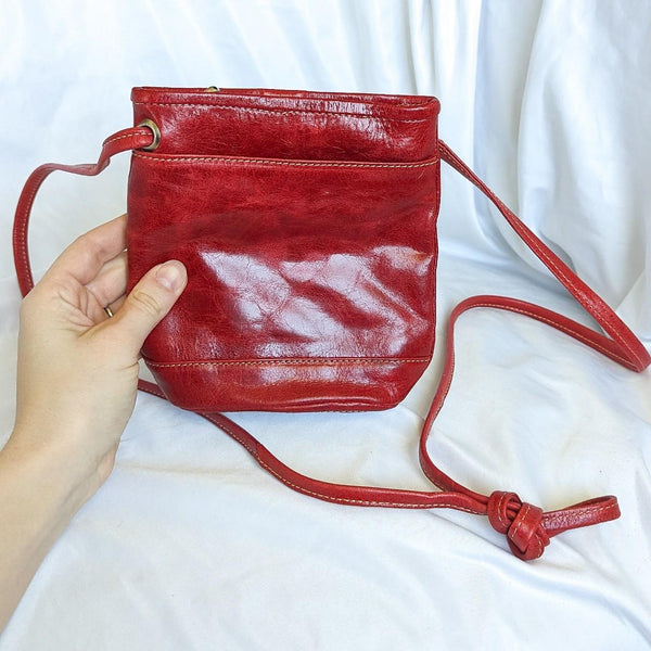 Vintage Red Leather Small Crossbody Purse