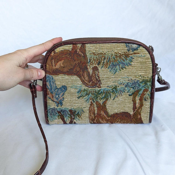 Vintage Horse Pattern Tapestry Crossbody Bag