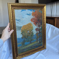 Vintage Signed Framed Original Landscape Tree Painting