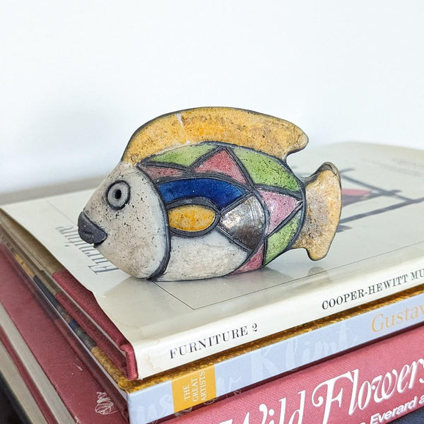 Vintage Colorful Ceramic Fish Figurinel